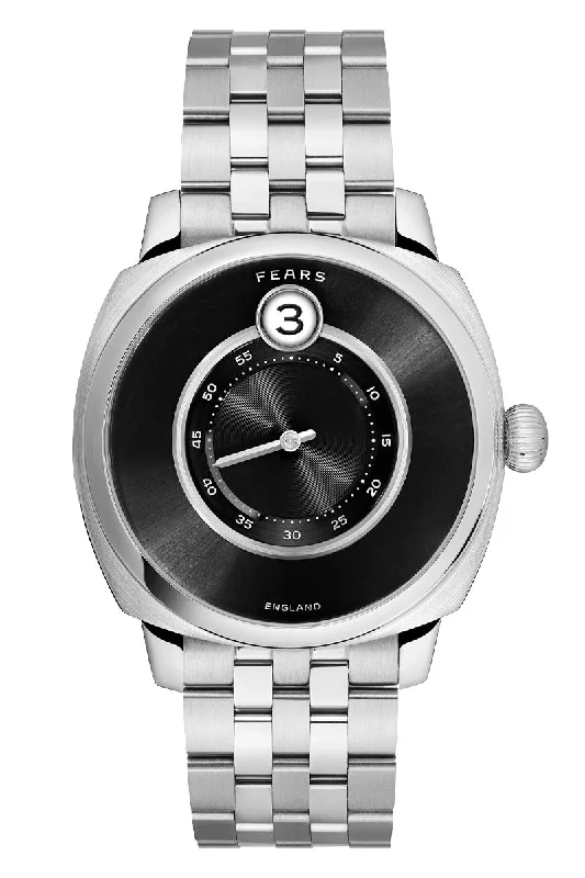 Men's Medium Size Dress Watches-Fears Brunswick 40.5 Jump Hour Raven Black