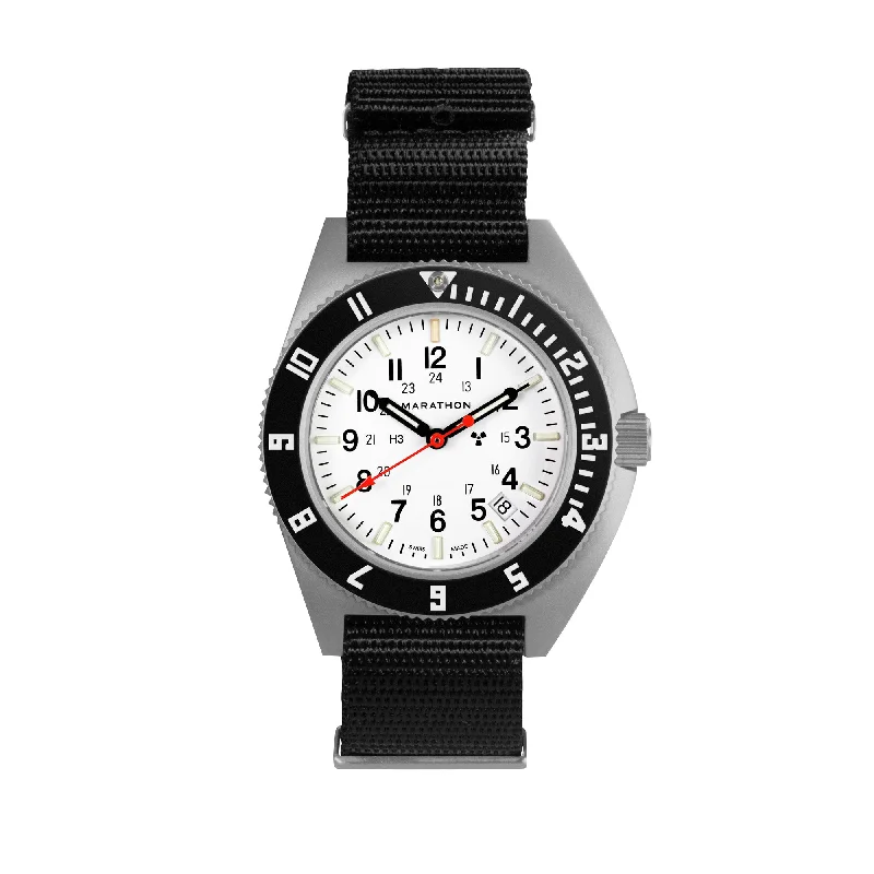 Men's Field Watches Sale-41mm Arctic Steel Navigator w/ Date (SSNAV-D) on Nylon DEFSTAN