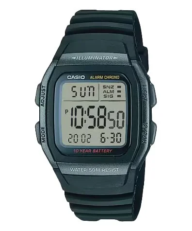 Unisex Stylish Design Watches-Casio Digital Black Watch W-96H-1BV