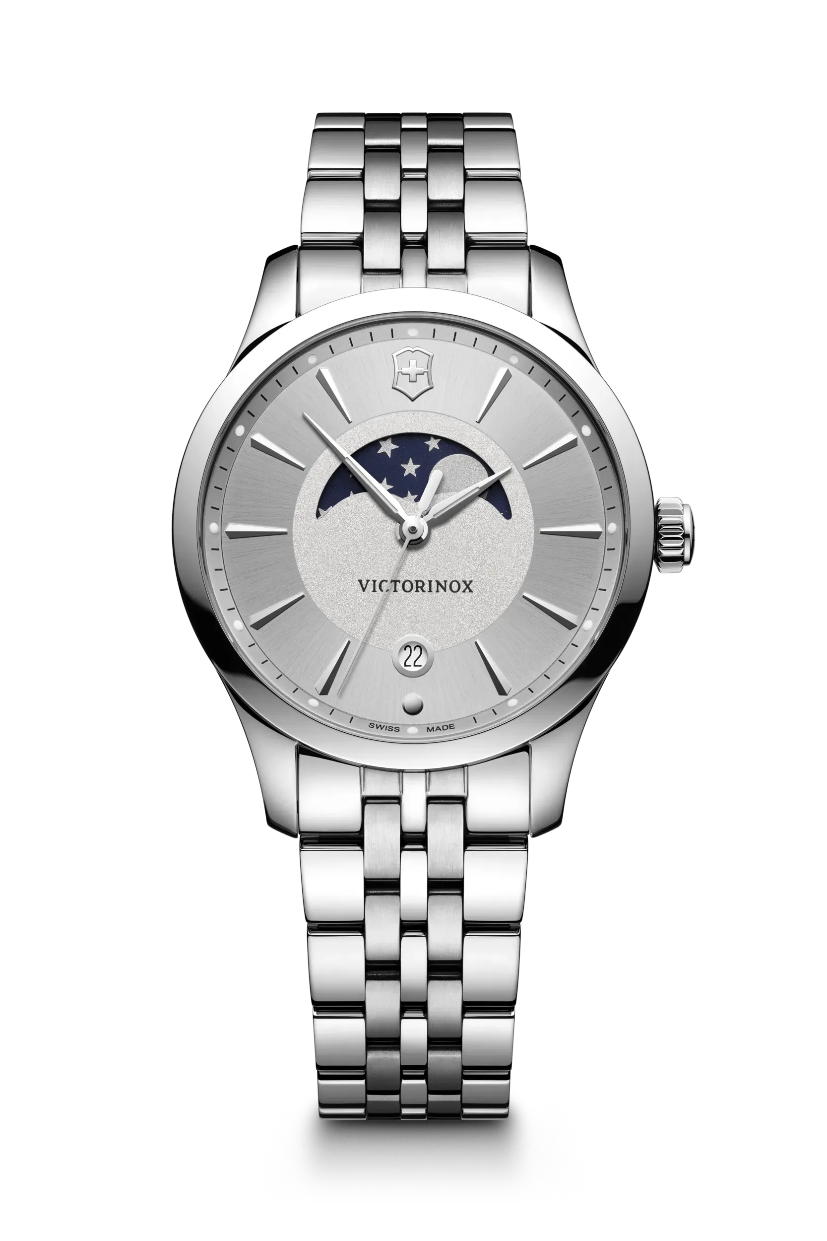Men's Swiss Watch Seasonal Edition-Victorinox Alliance Small Moon Phase Ladies' Silver Watch 241833