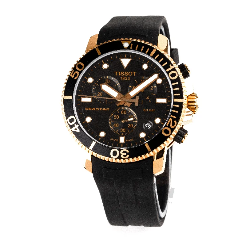 Men's Limited Edition Style Dress Watches-Tissot Seastar 1000 Chronograph Men's Black Watch T1204173705100