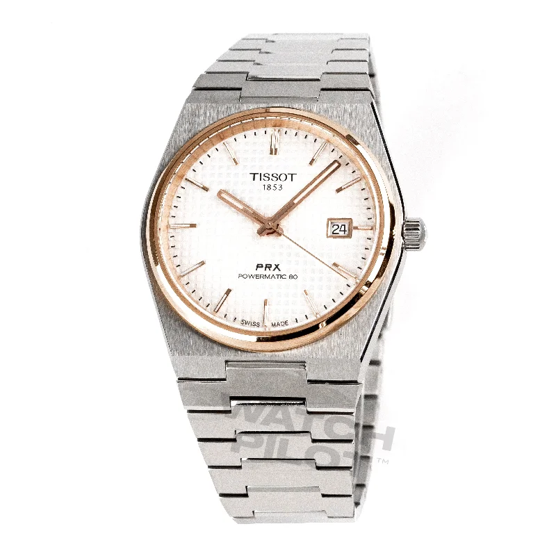 Men's Luxury Brand Dress Watches-Tissot Prx Powermatic 80 Men's Silver Watch T1374072103100