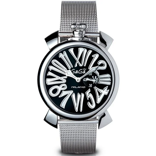 Men's Date Window Field Watches-Gaga Milano Men's Black Slim Watch 5080.2