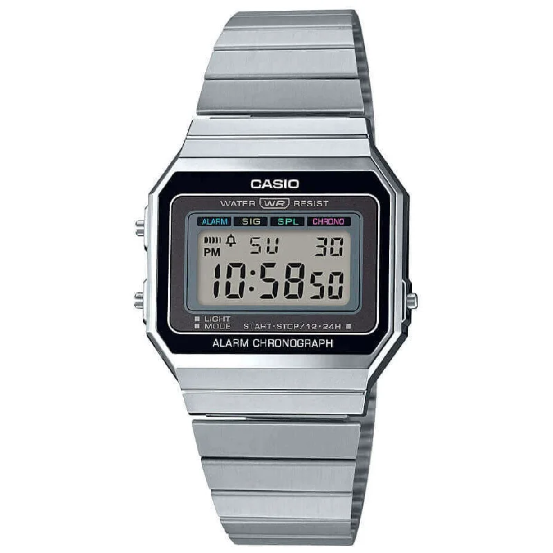 Unisex Designer Style Watches-Casio Vintage Unisex Silver Watch A700WE-1AEF