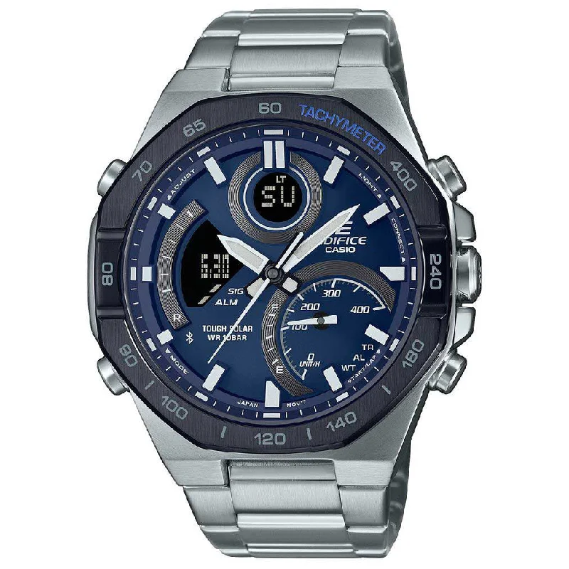 Unisex Engraved Design Watches-Casio Edifice Smart Men's Blue Watch ECB-950DB-2AEF