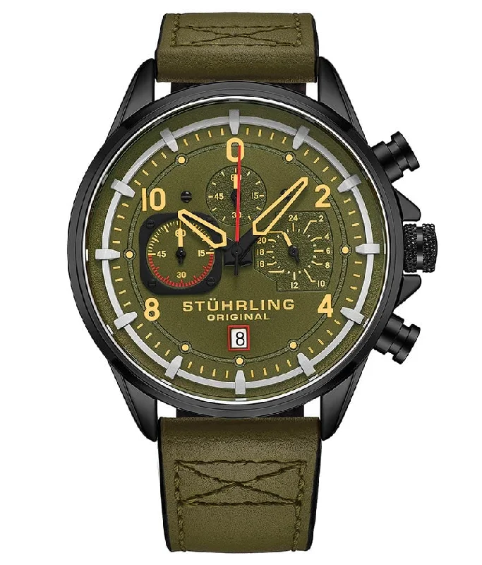 Green Dial / Black Case / Green Leather Strap Black Tang Buckle