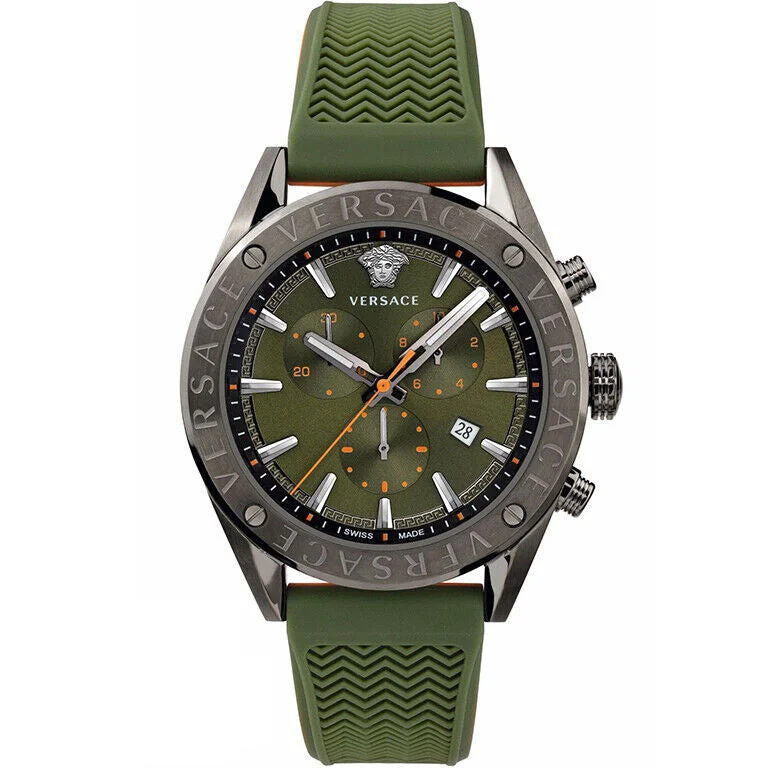 Men's Swiss Mechanical Movement Edition-Versace Men's Watch V-Chrono Green VEHB00319
