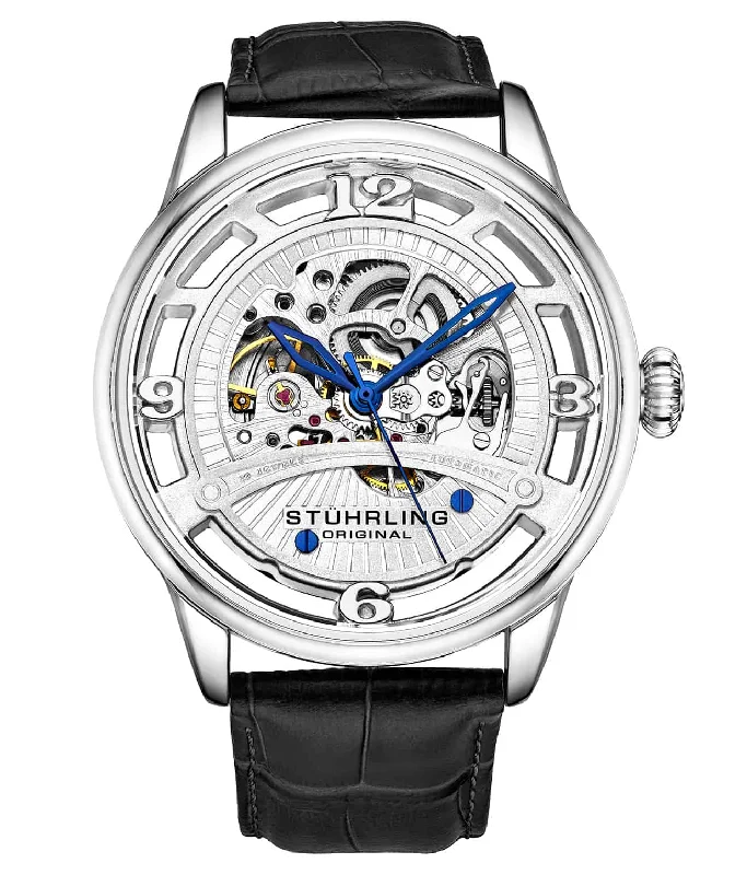 Silver Dial/Silver Case/Black Leather Strap