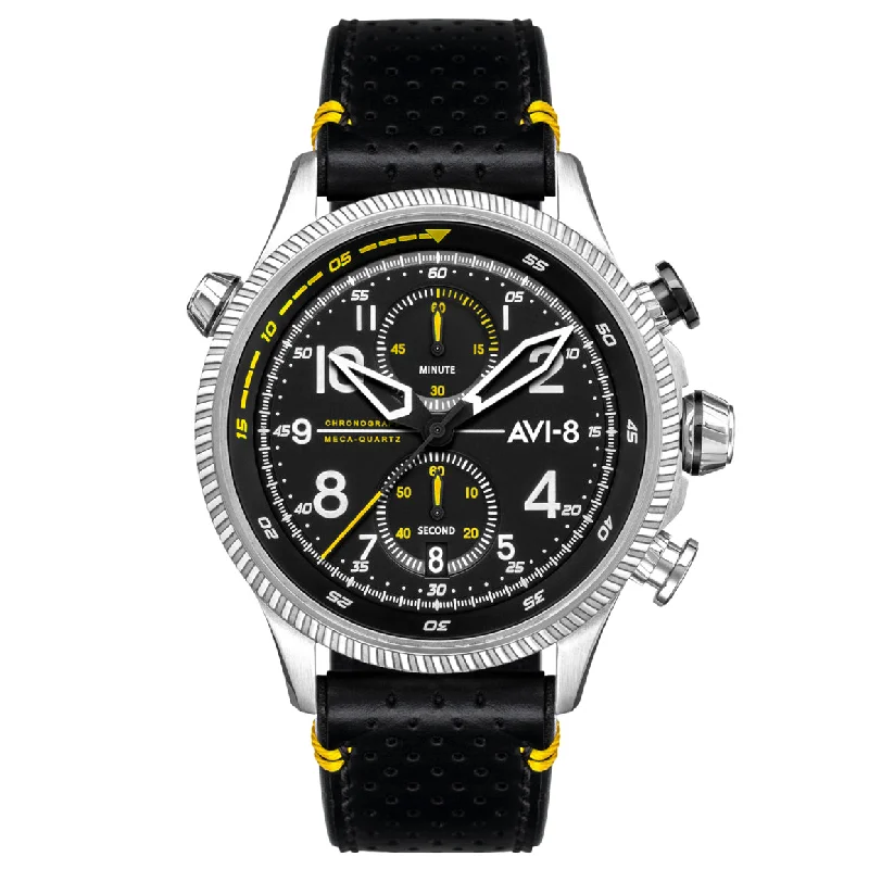 Men's Field Watches Large Size Edition-AVI-8 Men's Black Hawker Hunter Chronograph Watch AV-4080-01