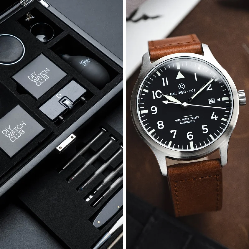 Men's Tactical Field Watches-DIY Watch Gift Set for Pilot Watch Lovers and EDC