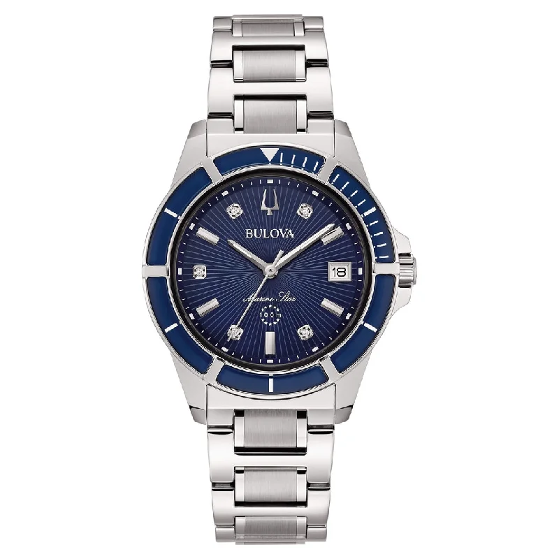 Women's Hand-Wound Design Mechanical Watches-Orologio Bulova 96P237 da donna Marine Star blu Women's Hand-Wound Design Mechanical Watches-Orologio Bulova 96P237 da donna Marine Star blu