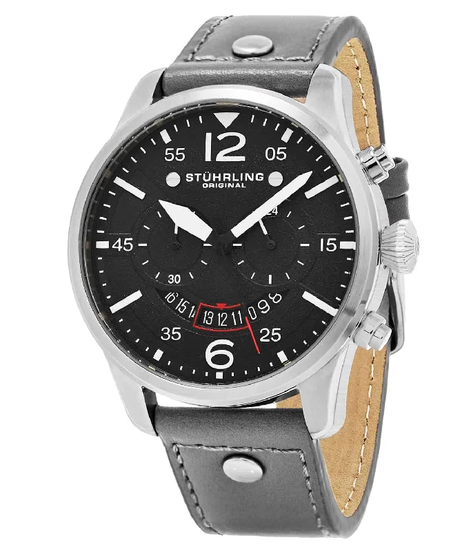 Black Dial / Silver Case / Green Leather Strap Tang Buckle
