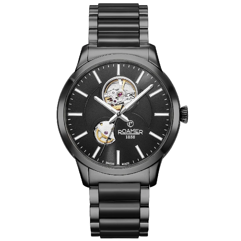 Men's Round Case Design Dress Watches-Roamer Men's Two Tone C-Line Automatic Watch 672661 40 55 60 Men's Round Case Design Dress Watches-Roamer Men's Two Tone C-Line Automatic Watch 672661 40 55 60