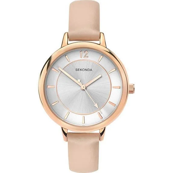 Men's Brown Leather Dress Watches-Sekonda 2137 Ladies Beige PU Leather Watch