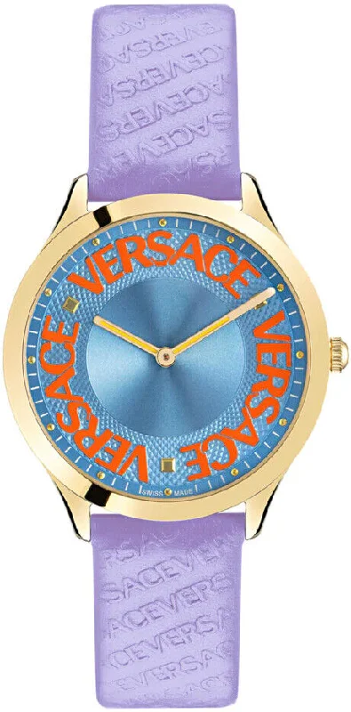 Men's Swiss Party Wear Edition-Versace Ladies Watch Logo Halo Purple VE2O00722