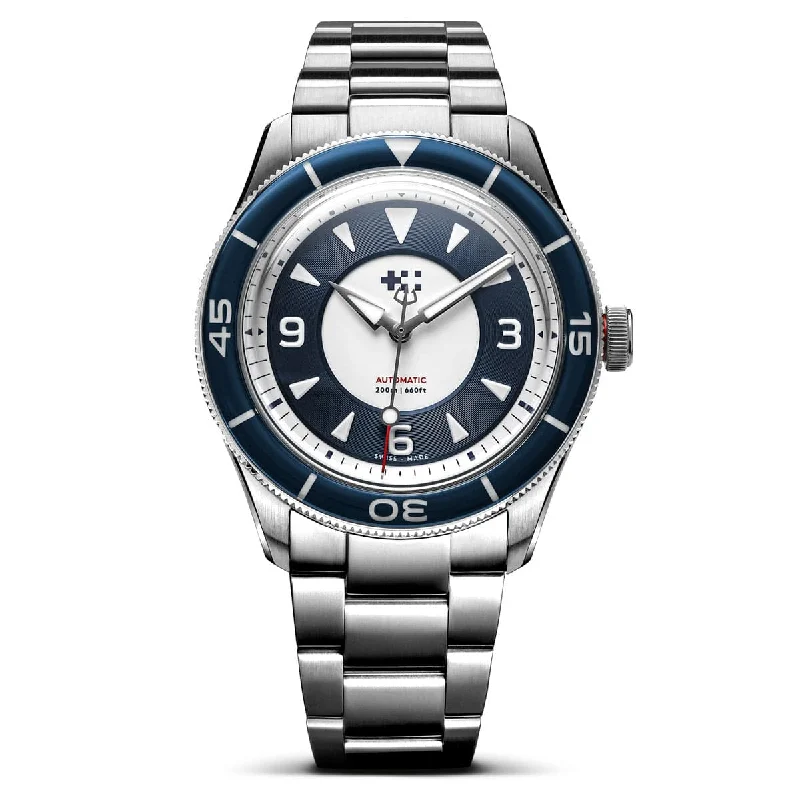 Men's Dive Watches with Bold and Unique Design -Christopher Ward + WatchGecko C65 Aquitaine - Stainless Steel Bracelet