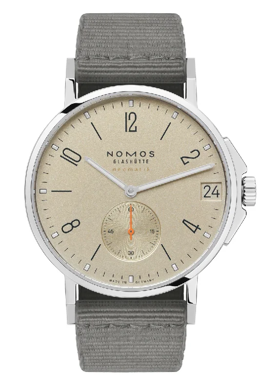 Men's Handmade Style Dress Watches-Nomos Glashütte Ahoi Neomatik 38 Date Sand 527