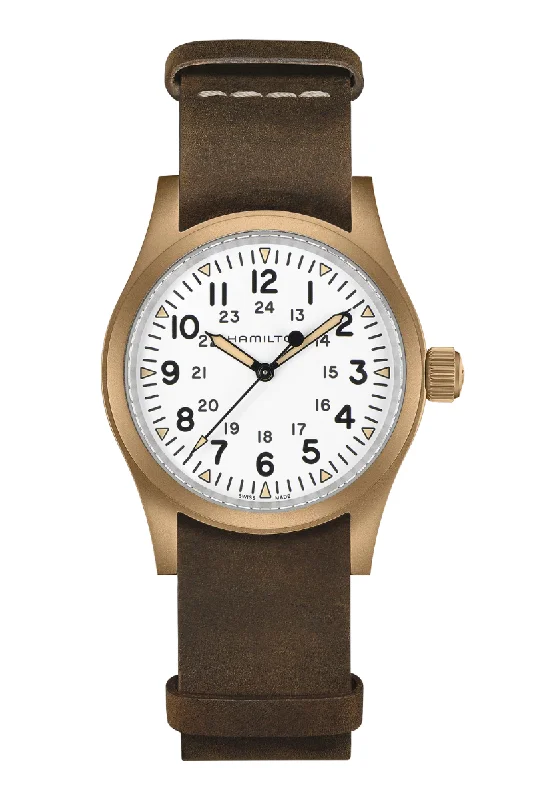 Men's European Made Design Dress Watches-Hamilton Khaki Field Mechanical Bronze H69459510