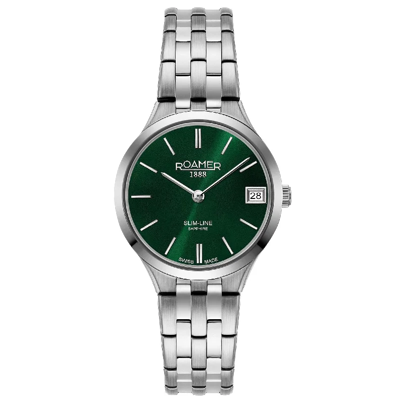 Men's Formal Event Slim Watches-Roamer Ladies Green Slim-Line Classic Watch 512857 41 75 20 Men's Formal Event Slim Watches-Roamer Ladies Green Slim-Line Classic Watch 512857 41 75 20