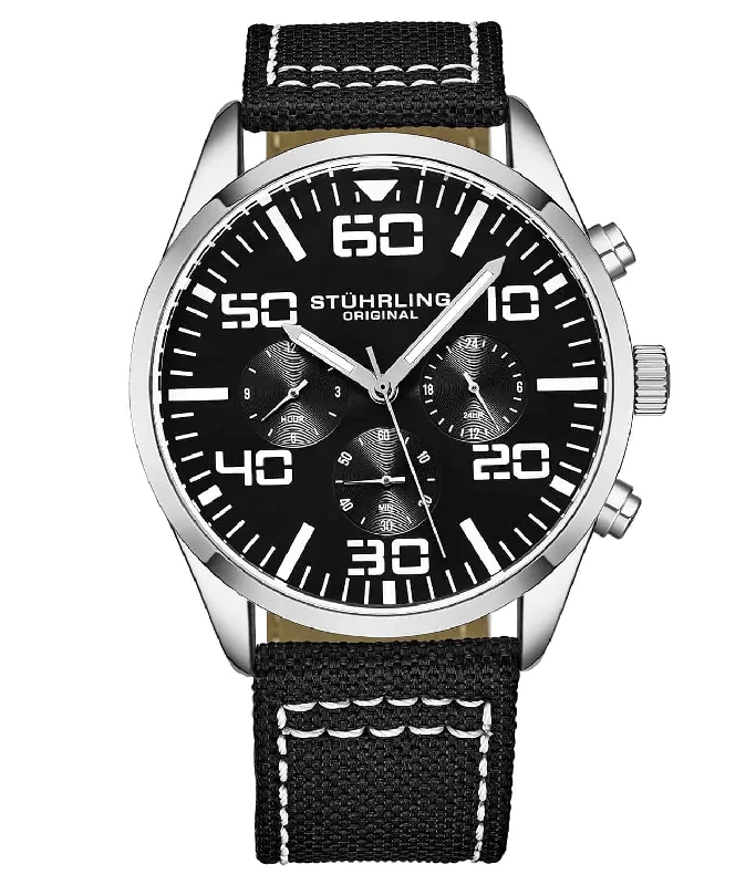 Black Dial / Silver Case / Black Nylon Strap Silver Tang Buckle