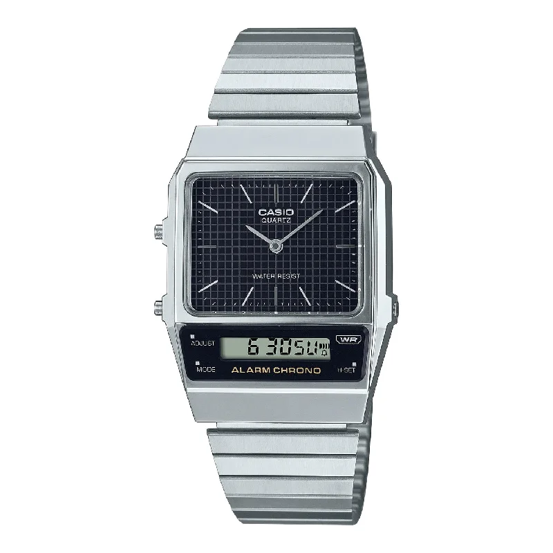 Women's Retro Design Mechanical Watches-Casio vintage AQ-800E-1AEF doppio fuso orario nero