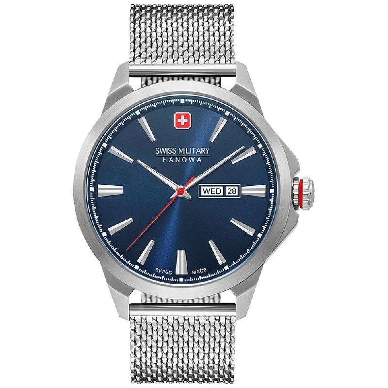 Men's Classic Watch Extra Large Edition-Swiss Military Hanowa Day Date Classic Silver Watch 06-3346.04.003 Men's Classic Watch Extra Large Edition-Swiss Military Hanowa Day Date Classic Silver Watch 06-3346.04.003