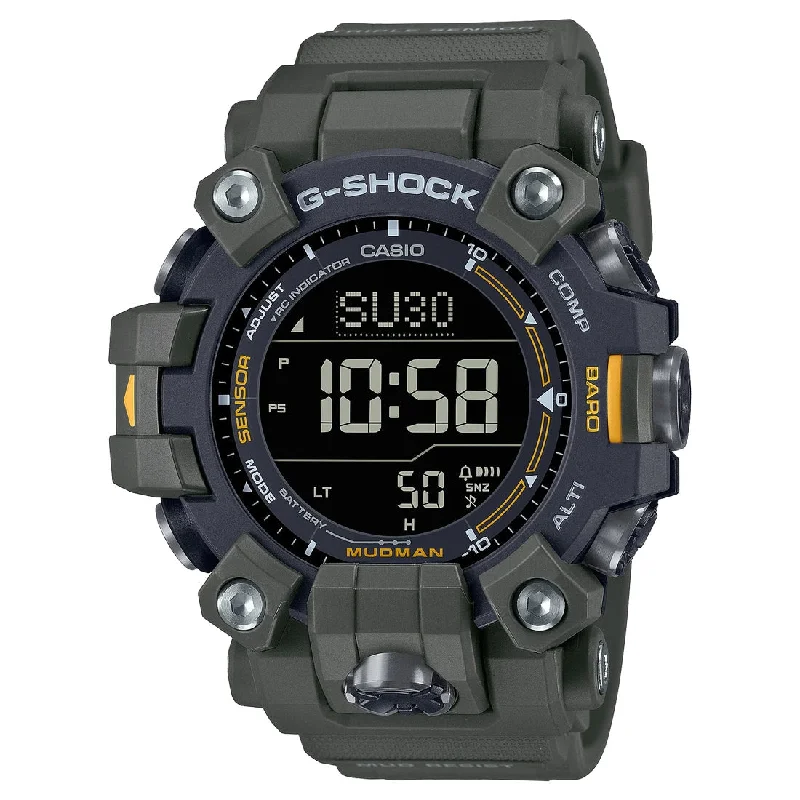 Men's Eco-Drive Radio Watches-Orologio G-Shock GW-9500-3ER Mudman verde militare