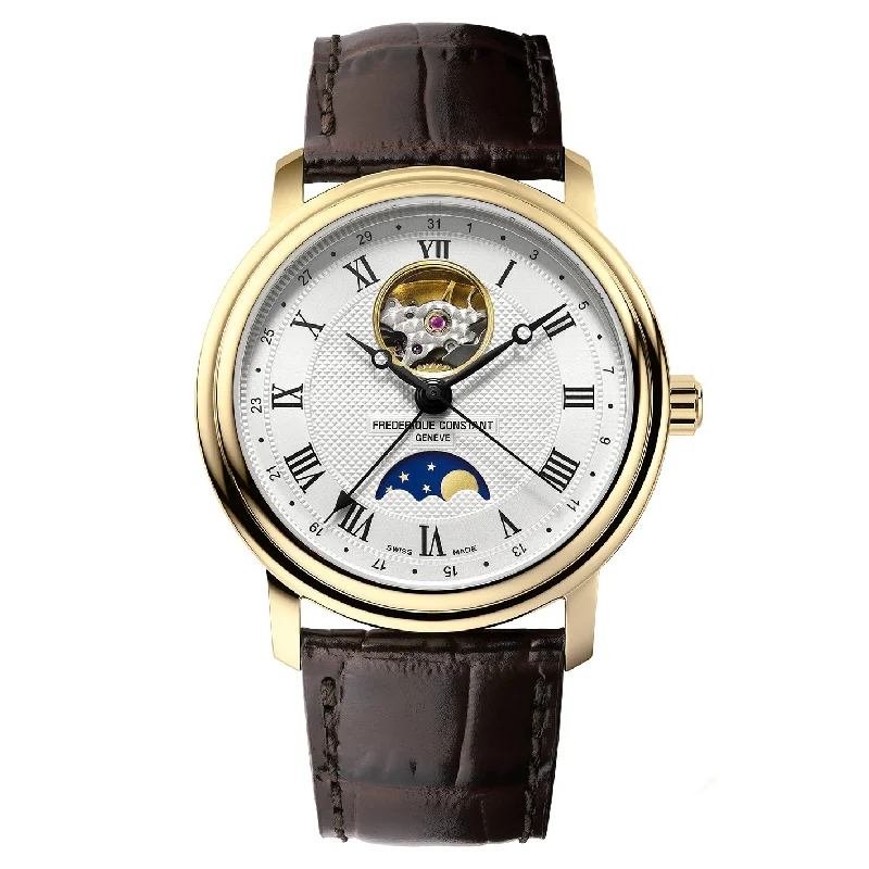 Men's Mechanical Movement Style Men's Watches-Frederique Constant Men’s Classics Heart Beat Moonphase Brown Watch  FC-335MC4P5