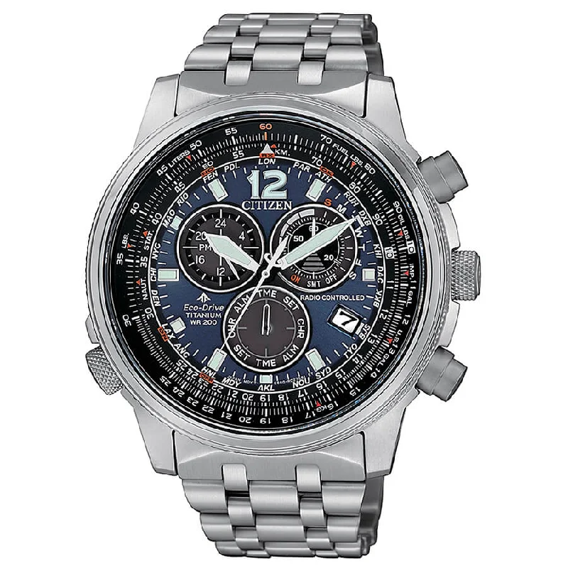 Men's Radio Controlled Watch Brands-Orologio Citizen CB5850-80L Pilot Crono radiocontrollato blu
