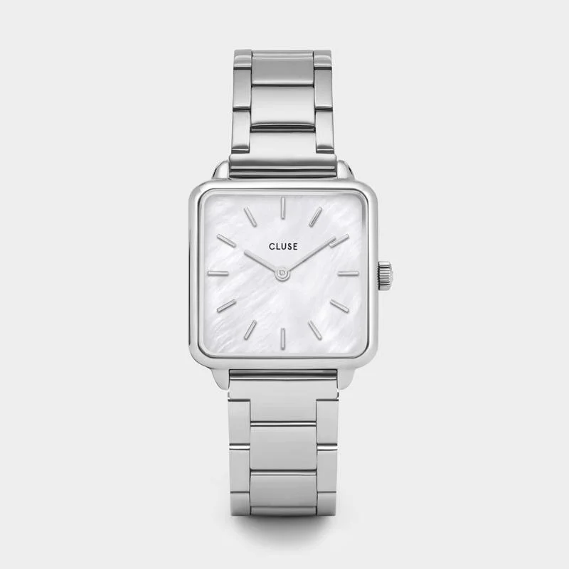 Women's Mechanical Watch Italian Made Edition-La Tétragone Watch Steel, White Pearl, Silver Colour