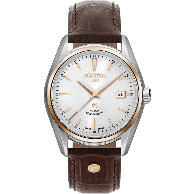 Men's Seasonal Style Men's Watches-Roamer Searock Automatic Classic Men's Brown Watch 210633 49 25 02
