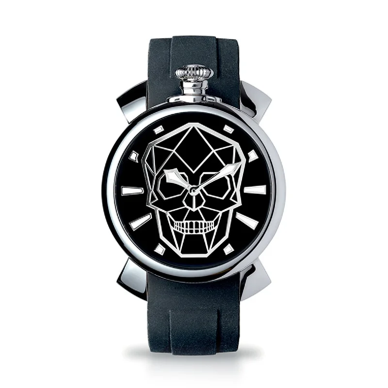Men's Swiss New Year's Eve Edition-Gaga Milano Watch Slim 46 Bionic Skull Black 5080.BS01