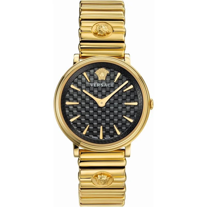 Men's Swiss Night Out Edition-Versace Ladies Watch V-Circle 38mm Black Gold VE8101519