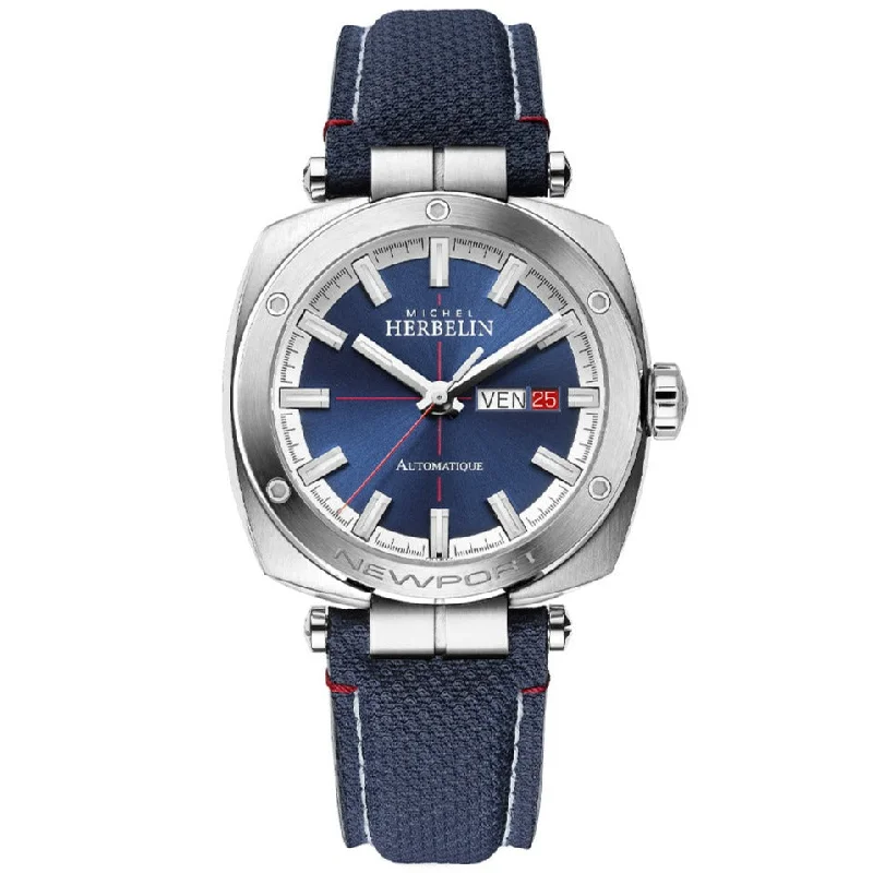 Men's American Made Dress Watches-Herbelin Newport Heritage Automatic Men's Blue Watch 1764/42