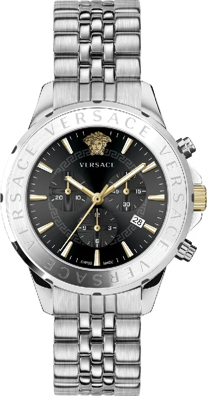 Men's Swiss Hybrid Edition-Versace Men's Watch Chrono Signature Black Bracelet VEV601523