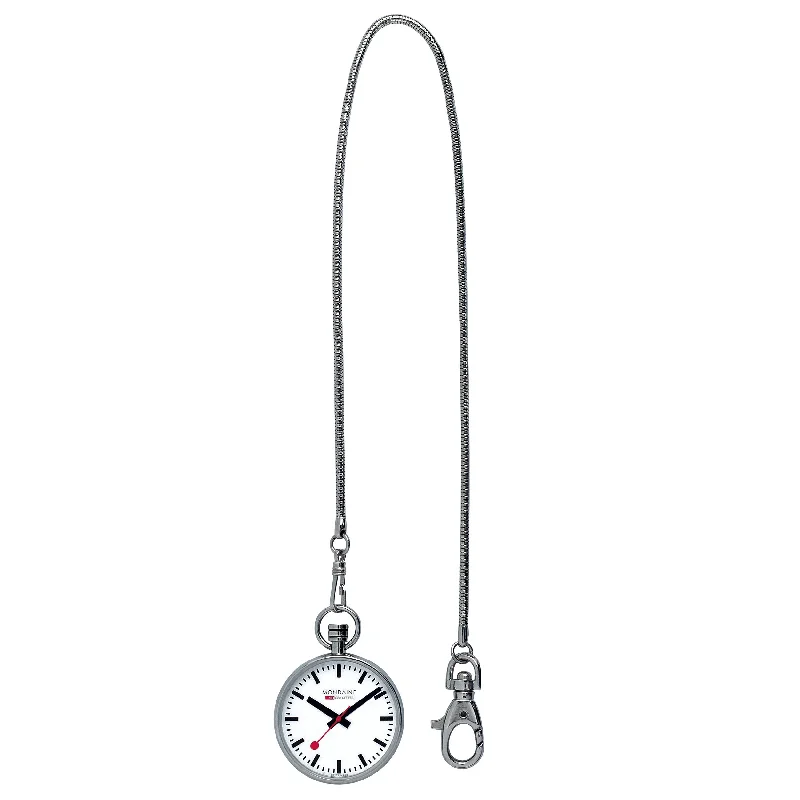 Men's Hybrid Style Dress Watches-Mondaine Unisex White Pocket Watch A660.30316.11SBB