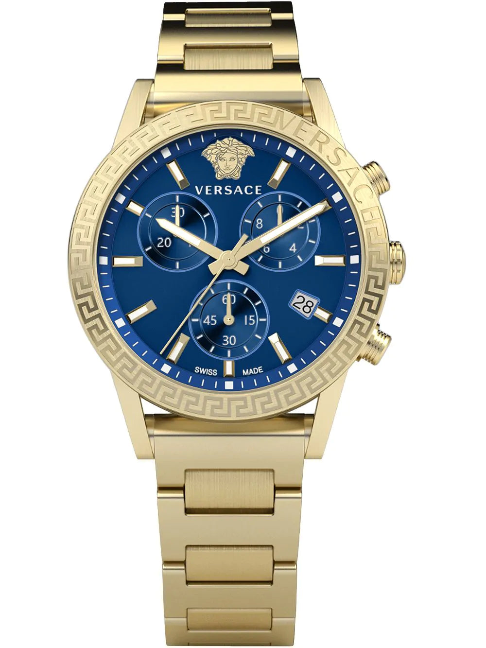 Men's Swiss Special Edition-Versace Ladies Watch Sport Tech 40mm Blue Gold Bracelet VEKB00722
