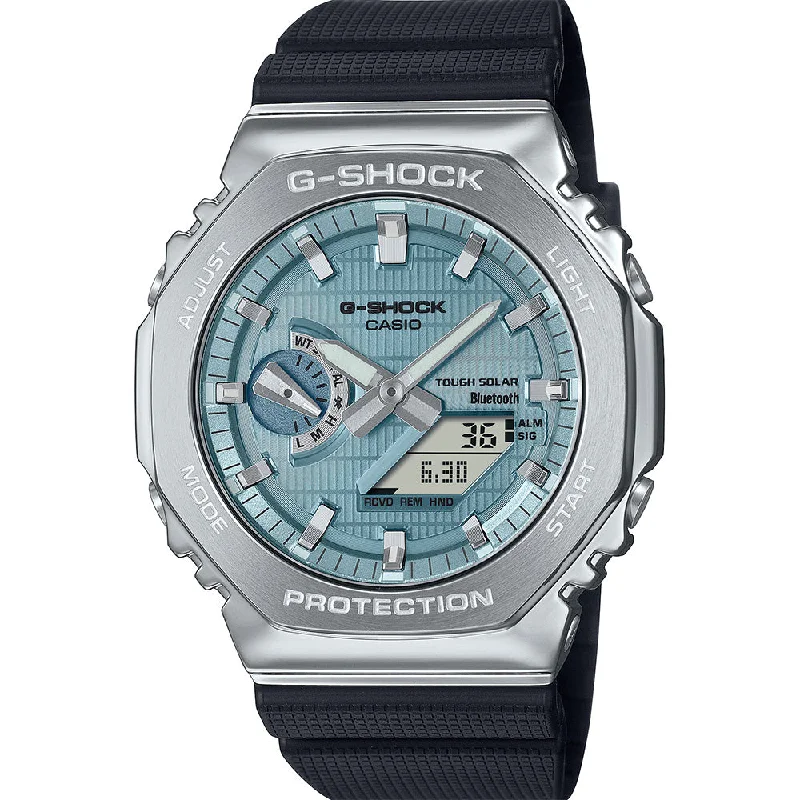 Mens Square Case Style Smart Watches-G-Shock GBM2100A-1A2 Metal Covered Bluetooth 'CasiOak'