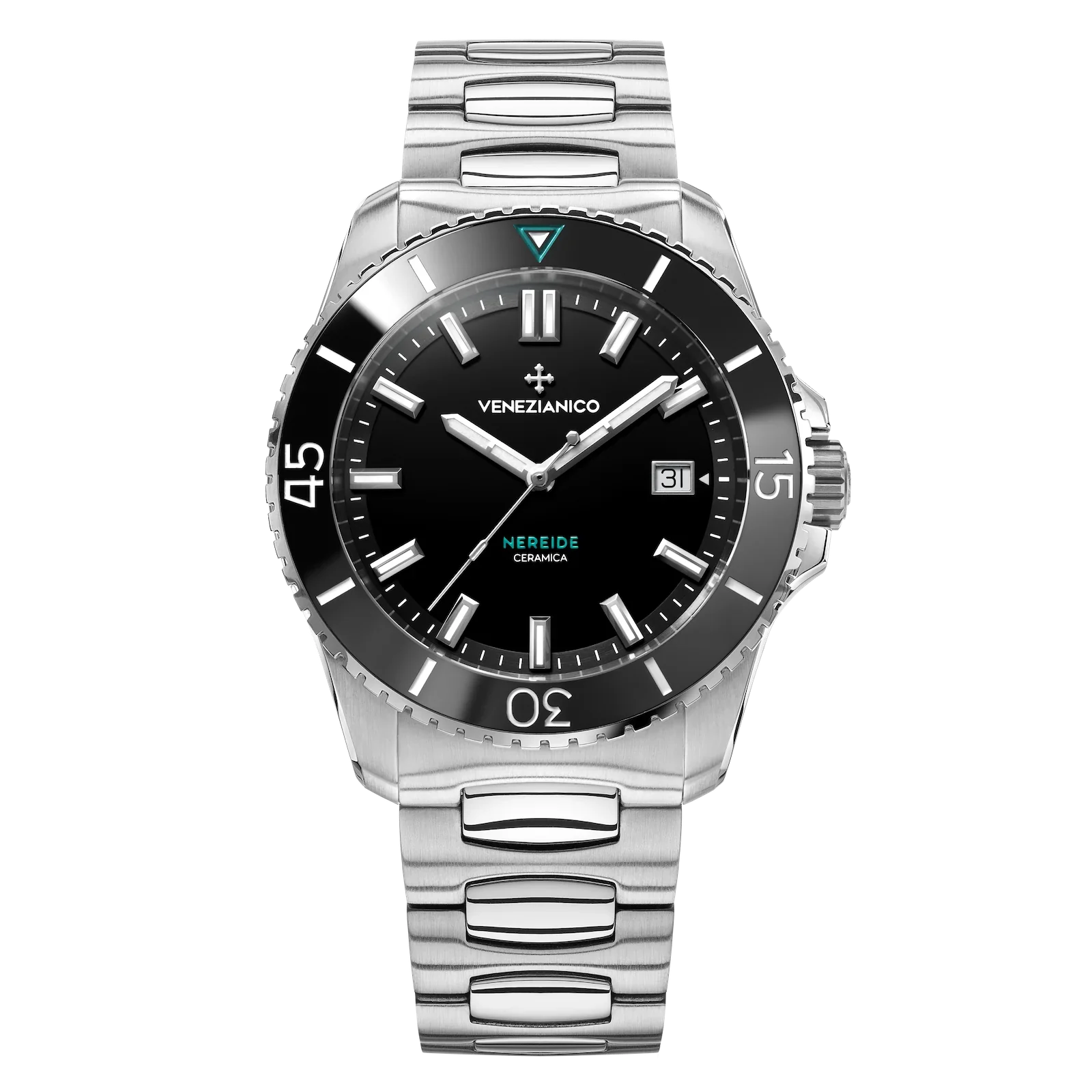 Men's Swiss Watch Casual Wear Edition-Venezianico Automatic Watch Nereide Ceramica Black Canova Bracelet 4521530C