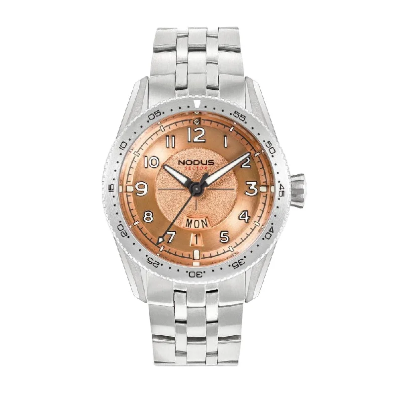Field Watches for Men Online-Nodus Sector Pilot Automatic Watch - Flyer Salmon - Stainless Steel Bezel Field Watches for Men Online-Nodus Sector Pilot Automatic Watch - Flyer Salmon - Stainless Steel Bezel