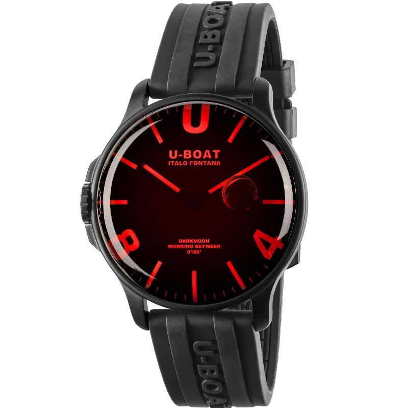 Men's Luxury Design Dress Watches-U-Boat 8466/B Men's Black Darkmoon IPB/A Watch
