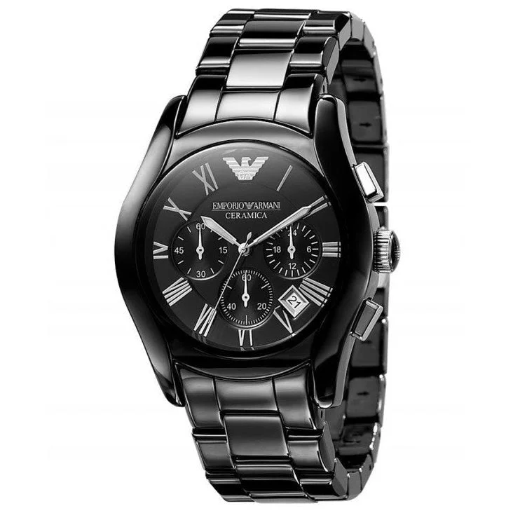 Men's Dive Watches with Anti-Scratch Materials -Emporio Armani AR1401 Ladies Chronograph Ceramica Black Watch