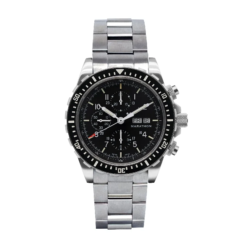 Men's Extra Large Style Sports Watches-46mm Jumbo Diver/Pilot's Automatic Chronograph (CSAR) with Stainless Steel Bracelet