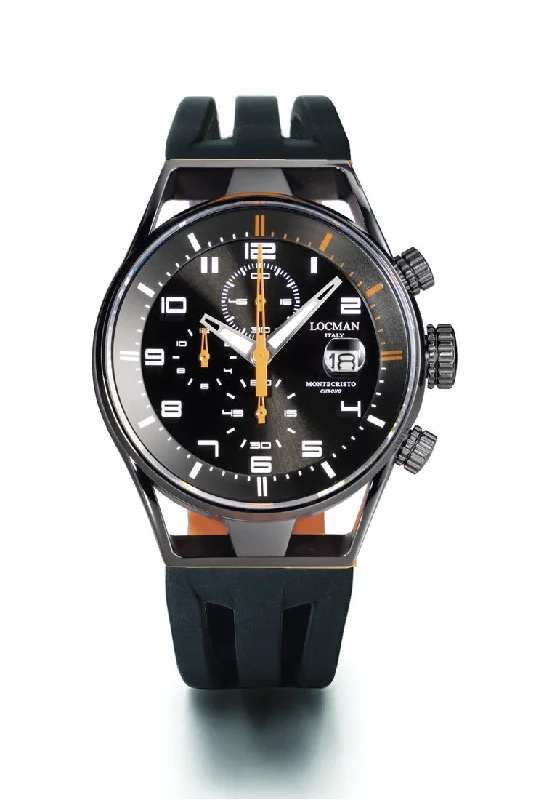 Men's Kinetic Sports Watches-Locman Montecristo Chrono 41mm acciaio PVD nero 0542K01S-BKBKORSK