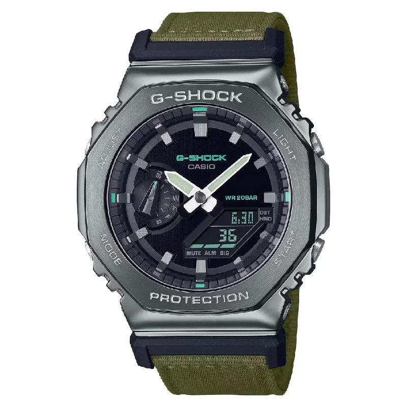 Men's Round Case Sports Watches-Orologio G-Shock GM-2100CB-3AER cinturino tessuto verde militare Men's Round Case Sports Watches-Orologio G-Shock GM-2100CB-3AER cinturino tessuto verde militare