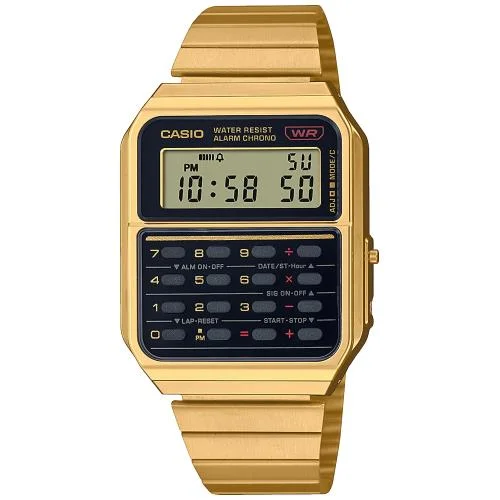 Unisex Automatic Wind Watches-Casio Watch Vintage Data Bank Calculator Gold CA-500WEG-1ADF