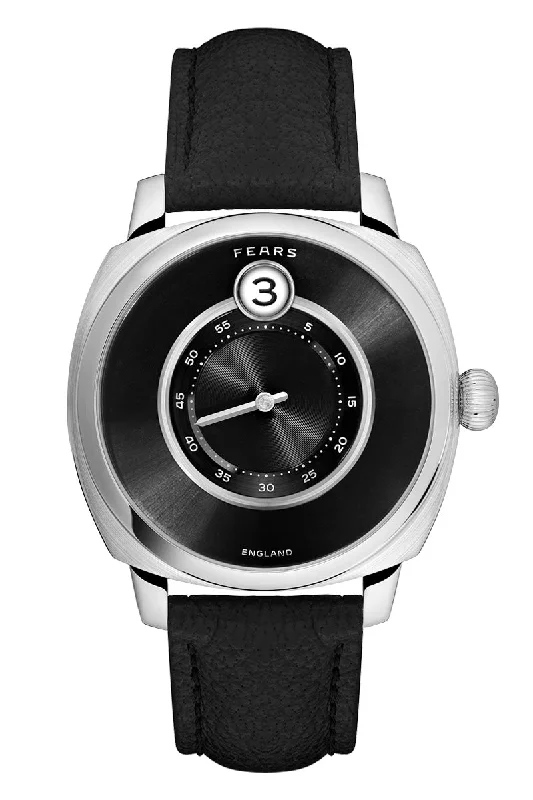 Men's Extra Large Dress Watches-Fears Brunswick 40.5 Jump Hour Raven Black