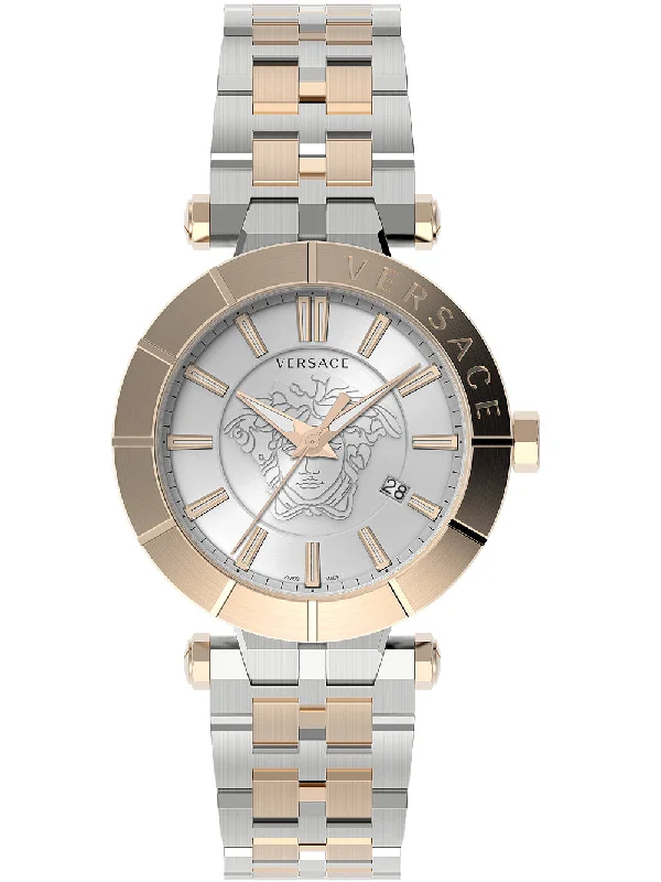 Men's Swiss Luxury Edition-Versace Men's Watch V-Race 43mm White Two-Tone Bracelet VE2B00521