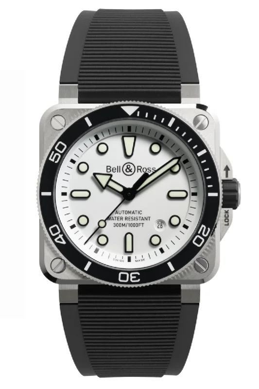 Men's Seasonal Dress Watches-Bell & Ross BR03 Diver 42mm BR03A-D-WH-ST/SRB