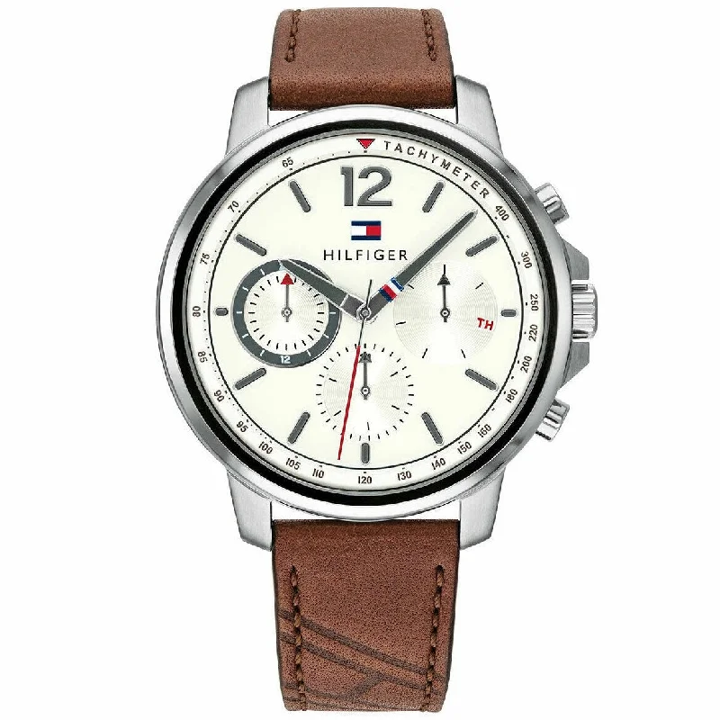 Men's Extra Large Dress Watches-Tommy Hilfiger 1791531 Men's Brown Strap Chronograph Watch